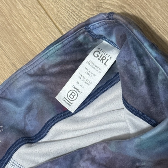 ATHLETA GIRL Capri Leggings Youth M Blue Multi-Color Galaxy Tie-Dye Activewear - Picture 3 of 6